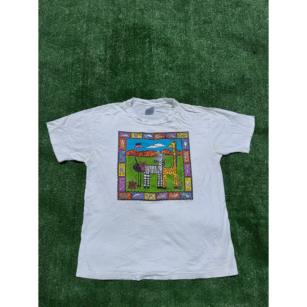 Vtg 90s Streetwear Mens XL Earth Day Wildlife Safari Short Sleeve T-Shirt USA